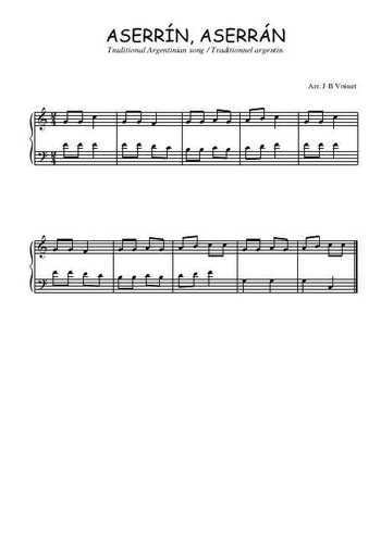 Téléchargez l'arrangement pour piano de la partition de Aserrín, aserrán en PDF